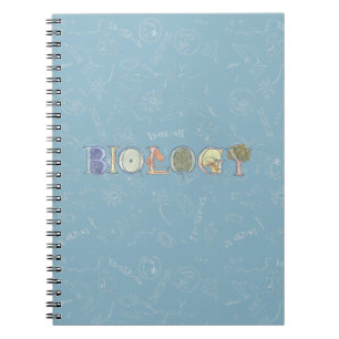 Biologiekarten und Typografie blau Notizblock