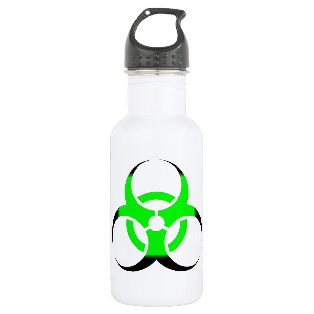 Biologische Biogefährdung Symbol grün und schwarz Edelstahlflasche (Vorderseite)