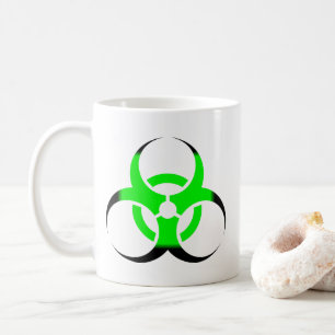 Biologische Biogefährdung Symbol grün und schwarz Kaffeetasse