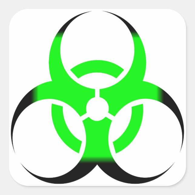 Biologische Biogefährdung Symbol grün und schwarz Quadratischer Aufkleber (Vorderseite)