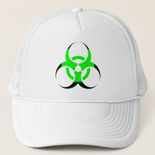 Biologische Biogefährdung Symbol grün und schwarz Truckerkappe (Vorderseite)
