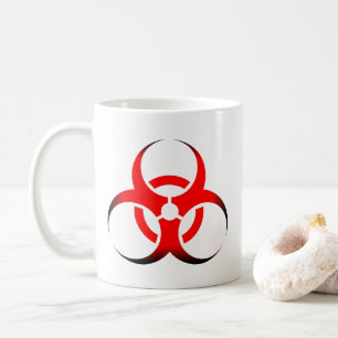 Biologische Biogefährdung Symbol rot und schwarz Kaffeetasse