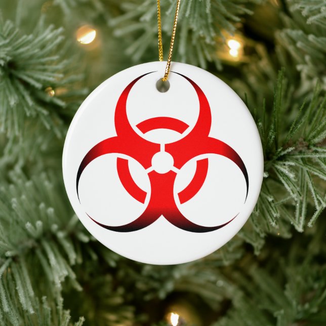 Biologische Biogefährdung Symbol rot und schwarz Keramik Ornament (Baum)