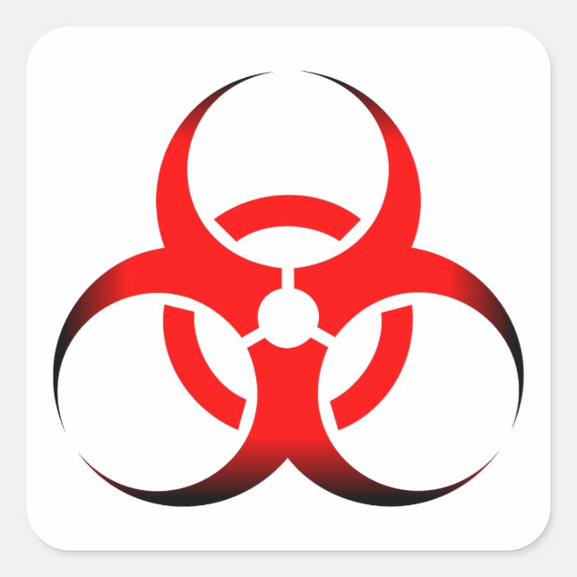 Biologische Biogefährdung Symbol rot und schwarz Quadratischer Aufkleber (Vorderseite)