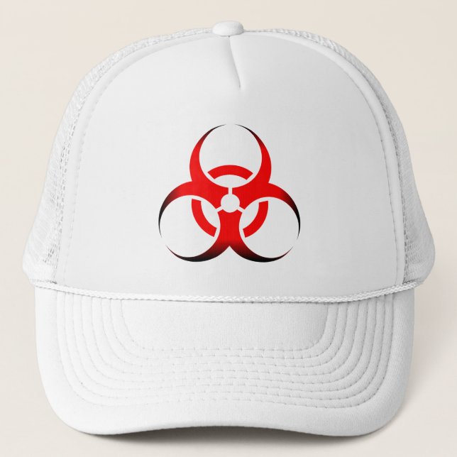 Biologische Biogefährdung Symbol rot und schwarz Truckerkappe (Vorderseite)