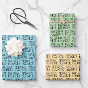 Biologischer Ingenieur, Grau Wavy Text Geschenkpapier Set