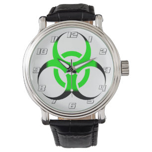 Biologisches Gefahrensymbol grün und schwarz Armbanduhr