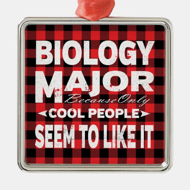 Biology College Major Student Red Plaid Ornament Aus Metall (Vorne)