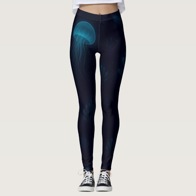 Bioluminescent Deep-Sea Glow Pattern  Leggings (Vorderseite)