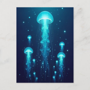 Biolumineszente Blaue Quallen Meerquallen Ozean Postkarte