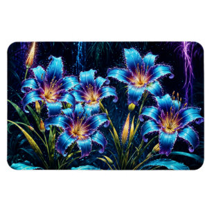 Biolumineszente Blume Nachtgartenillustrierung Magnet