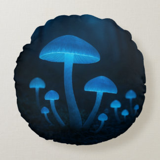 Biolumineszenter Pilzwald Rundes Kissen