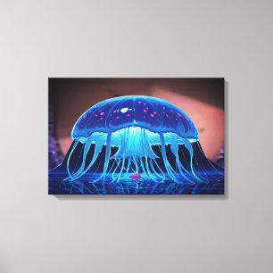 Biolumineszentes Quallenrefugium – Leuchtender Oze Leinwanddruck