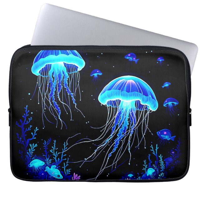 Biolumineszenz Qualle Traum Laptopschutzhülle (Vorderseite)
