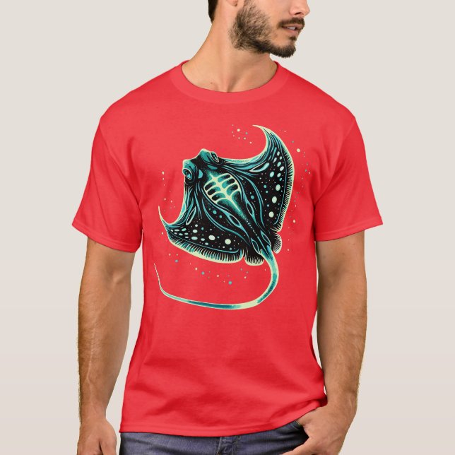 Biolumineszenz-Stingray-Artwork Aquatic Ocean-Gesc T-Shirt (Vorderseite)