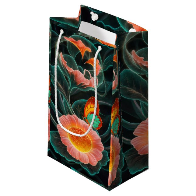 Biolumineszierendes Blut: Ein lebendiges, blumenge Kleine Geschenktüte (Vorderseite Schrägansicht)