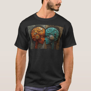 Biomechanische Cyberpunk-Androiden-Paar-Kunst T-Shirt