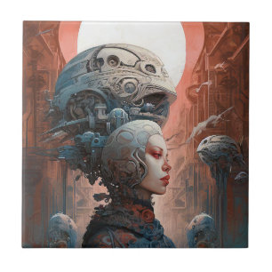 Biomechanischer Leiter Surreal Sci-Fi Art Fliese