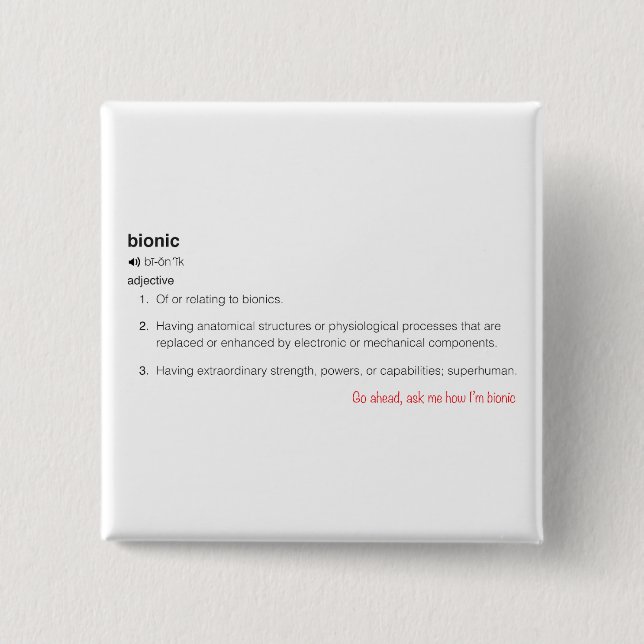 Bionic Definition in Black Go Ahead Gefragt Button (Vorderseite)