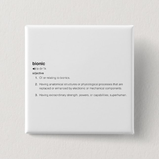 Bionische Definition in Schwarz Button (Vorderseite)