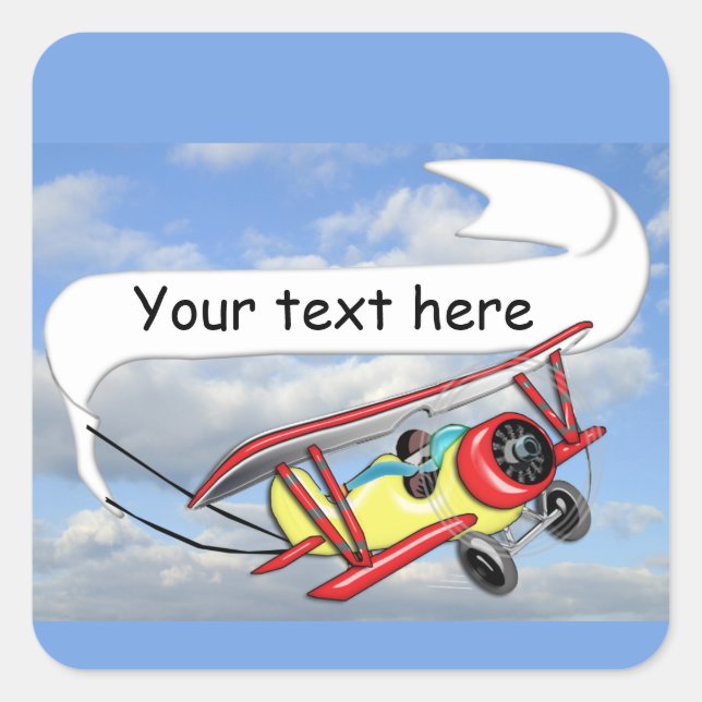 Biplane-Schleppbanner individuell anpassbar Quadratischer Aufkleber (Vorderseite)