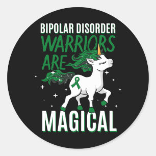 Bipolar Warrior Magisches Einhorn Grünes Band Runder Aufkleber