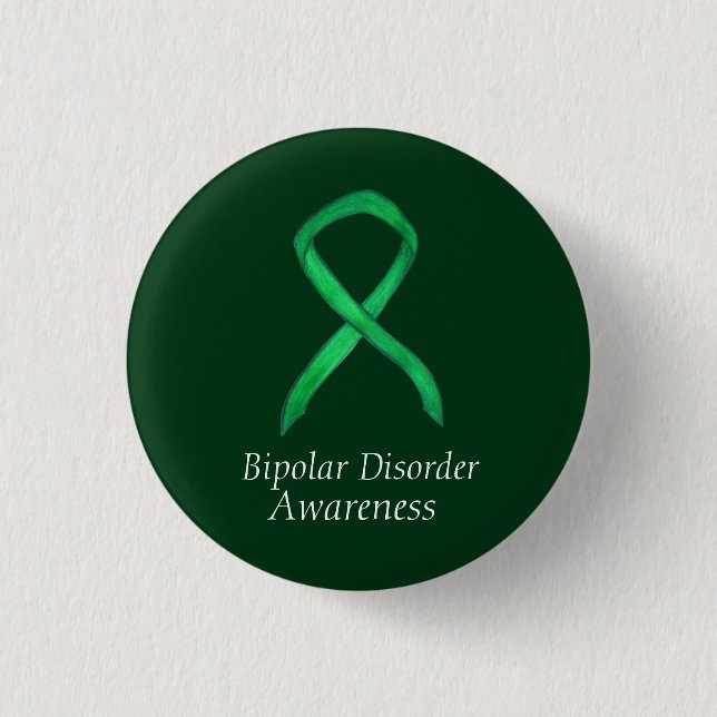Bipolare Störung Green Awarness Ribbon Custom Butt Button (Vorderseite)