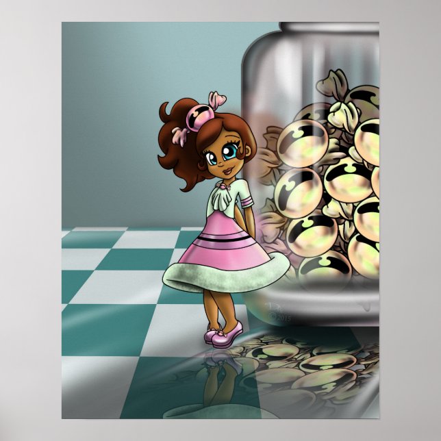 Biracial Girl and Candy Poster (Vorne)