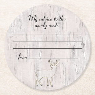 Birch Bark and Deer Wedvice Runder Pappuntersetzer