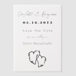 Birch Bark Carved Hearts Wedding Vellum Cards