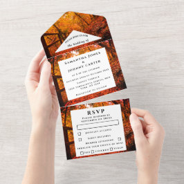 Birch Bark Fall Country Rustic Wood Blätter All In One Einladung