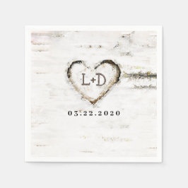 Birch Bark Heart Rustic Woodland Hochzeit im Herbs Serviette