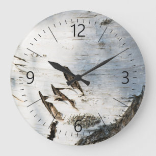 Birch bark pattern große wanduhr