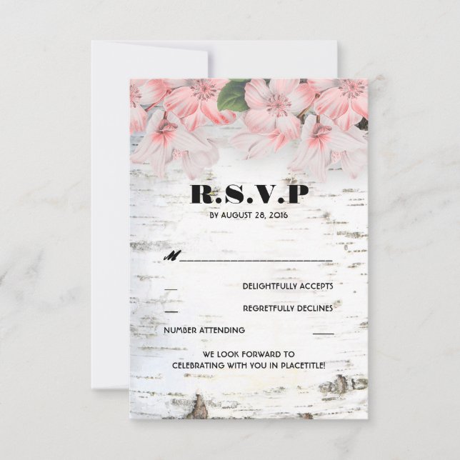 Birch Bark Rustic Country Wedding RSVP Cards (Vorderseite)