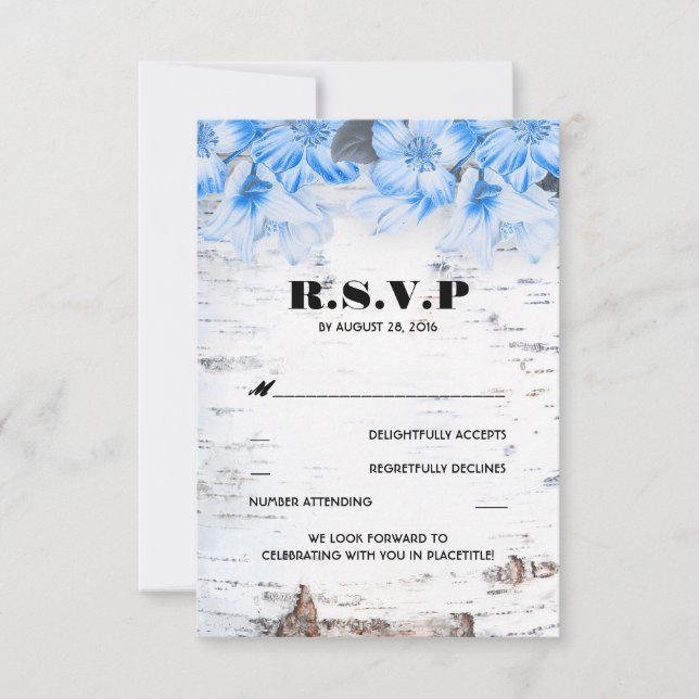 Birch Bark Rustic Country Wedding RSVP Cards Einladung (Vorderseite)
