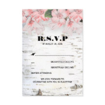 Birch Bark Rustic Country Wedding RSVP Cards