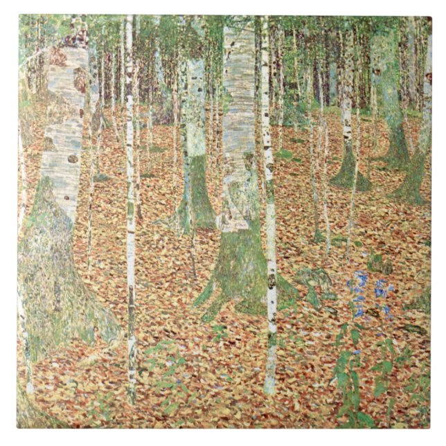 Birch Forest by Gustav Klimt Fliese (Vorderseite)