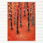 Birch Forest Landscape Poster<br><div class="desc">Anstrich eines Birken- oder Aspenwaldes im Herbst. Rotes, orangefarbenes und gelbes, halbabstraktes Waldgebiet.</div>