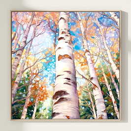 Birch Forest Painting Poster