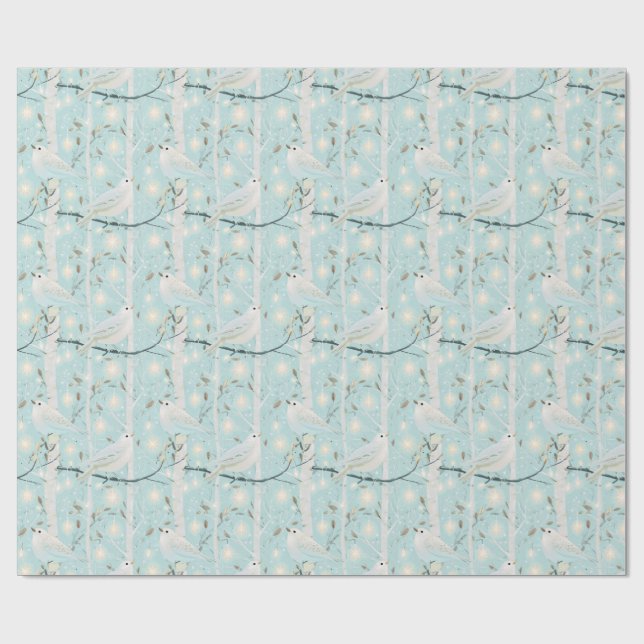 Birch Glow Birds Geschenkpapier (Flach)