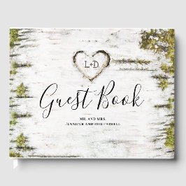 Birch Heart Rustikale Hochzeit im Herbst Gästebuch
