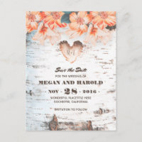 Birch Herz Rustikales Land Fall Save the Date