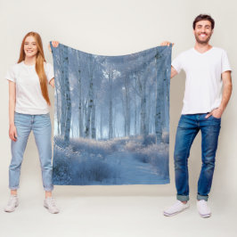 Birch Radiant Snow Forest  Fleecedecke