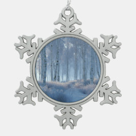 Birch Radiant Snow Forest  Schneeflocken Zinn-Ornament