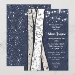 Birch Tree Abend Twinkle Lights Babydusche Einladung