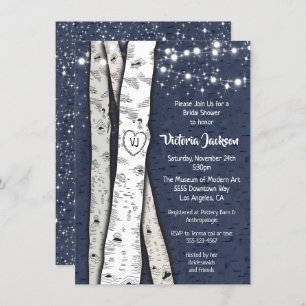 Birch Tree Abend Twinkle Lights Brautparty Einladung
