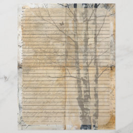 Birch Tree Altes Manuskript Briefbogen