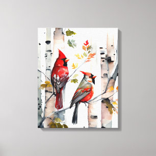 Birch Tree and Kardinals Leinwand Art