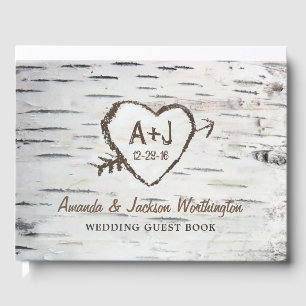 Birch Tree Bark Country Rustic Wedding Guest Book Gästebuch