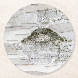 Birch Tree Bark Runder Pappuntersetzer